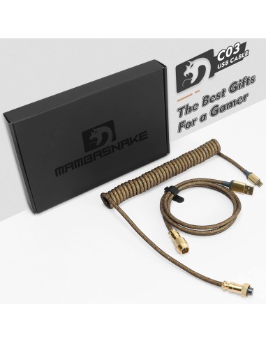 Coiled Cable Attack Shark MambaSnake dorée  – Câble Tressé pour Claviers et Périphériques Gaming - abidia Madagascar