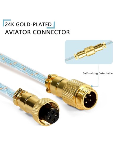 Coiled Cable Attack Shark MambaSnake bleu ciel  – Câble Tressé pour Claviers et Périphériques Gaming -abidia Madagascar