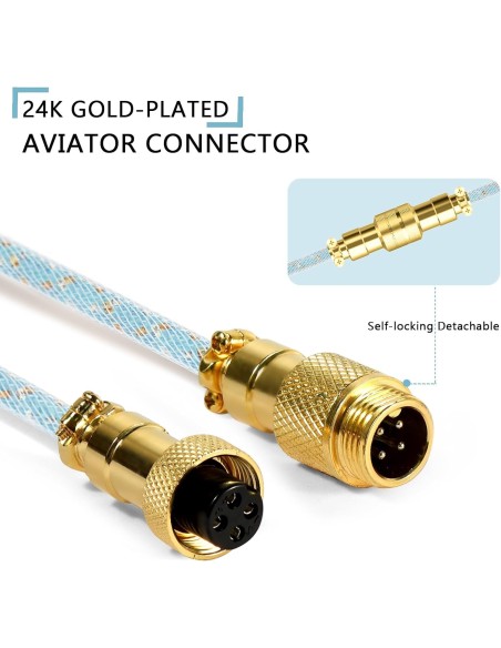 Coiled Cable Attack Shark MambaSnake bleu ciel  – Câble Tressé pour Claviers et Périphériques Gaming -abidia Madagascar