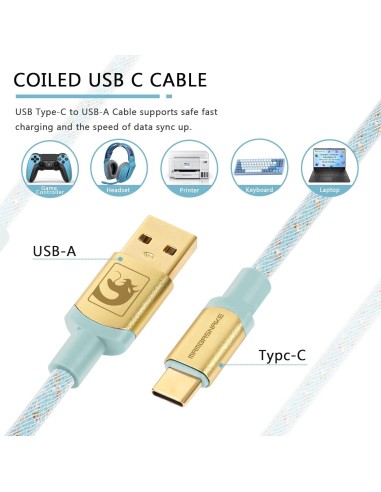 Coiled Cable Attack Shark MambaSnake bleu ciel  – Câble Tressé pour Claviers et Périphériques Gaming -abidia Madagascar