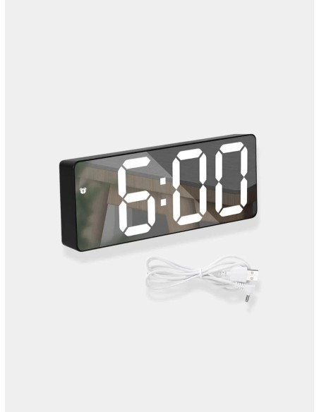 Horloge Numérique  Miroir noir – Affichage Digital, Alimentation Secteur & Pile, Design Moderne-abidia Madagascar