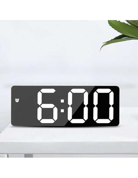 Horloge Numérique  Miroir noir – Affichage Digital, Alimentation Secteur & Pile, Design Moderne-abidia Madagascar