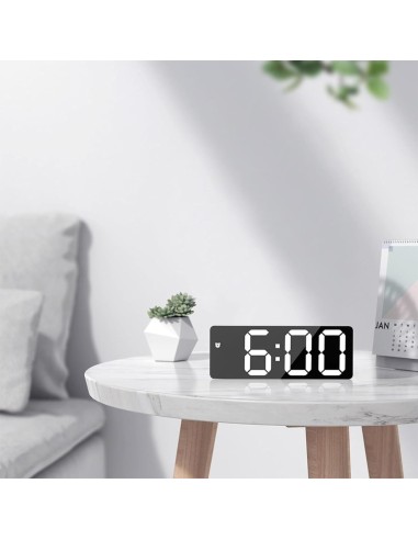 Horloge Numérique  Miroir noir – Affichage Digital, Alimentation Secteur & Pile, Design Moderne-abidia Madagascar