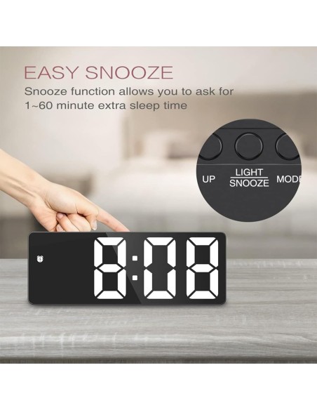 Horloge Numérique  Miroir noir – Affichage Digital, Alimentation Secteur & Pile, Design Moderne-abidia Madagascar