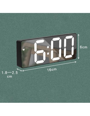 Horloge Numérique  Miroir noir – Affichage Digital, Alimentation Secteur & Pile, Design Moderne-abidia Madagascar