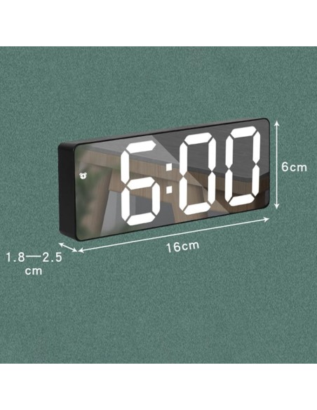 Horloge Numérique  Miroir noir – Affichage Digital, Alimentation Secteur & Pile, Design Moderne-abidia Madagascar