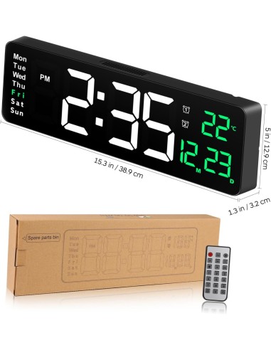 Horloge Numérique Grand Écran Vert LED – Grand Affichage, Lecture Facile, Design Moderne - abidia Madagascar