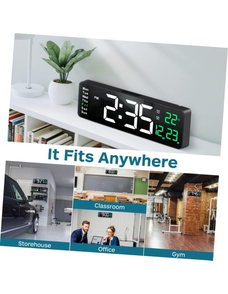 Horloge Numérique Grand Écran Vert LED – Grand Affichage, Lecture Facile, Design Moderne - abidia Madagascar