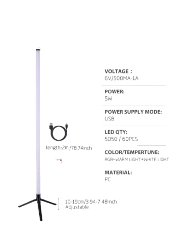 RGB Floor Lamp – Lampe de Sol LED 5050 (60 LEDs), USB Type-C, Éclairage Multicolore - abidia Madagascar