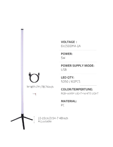RGB Floor Lamp – Lampe de Sol LED 5050 (60 LEDs), USB Type-C, Éclairage Multicolore - abidia Madagascar