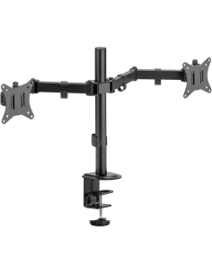 Support Double Écran Réglable avec Fixation Étau – Bras Articulé pour 2 Moniteurs 13” à 32” – Noir | Abidia Madagascar