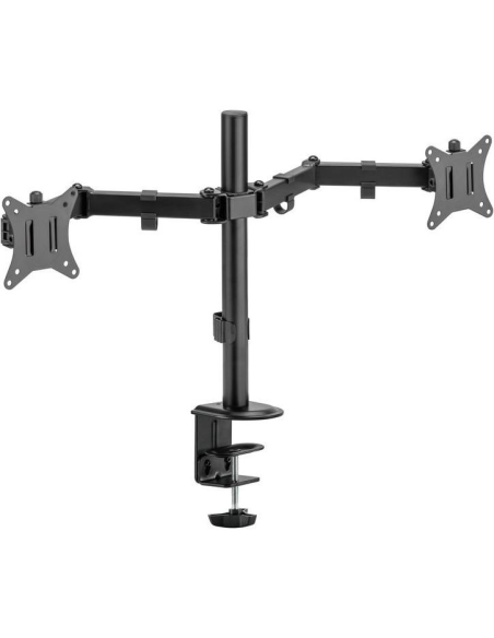 Support Double Écran Réglable avec Fixation Étau – Bras Articulé pour 2 Moniteurs 13” à 32” – Noir | Abidia Madagascar