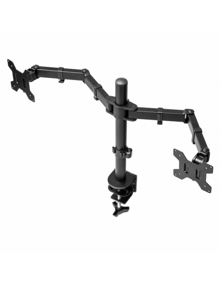 Support Double Écran Réglable avec Fixation Étau – Bras Articulé pour 2 Moniteurs 13” à 32” – Noir | Abidia Madagascar