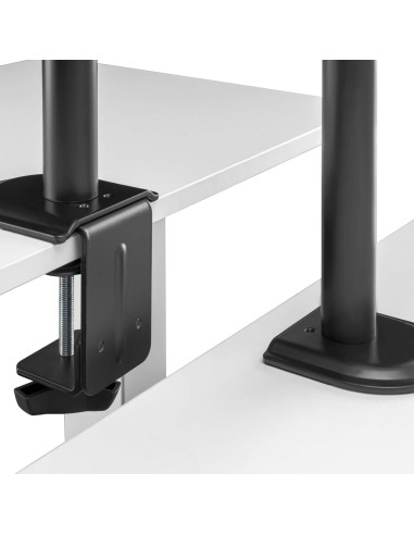 Support Double Écran Réglable avec Fixation Étau – Bras Articulé pour 2 Moniteurs 13” à 32” – Noir | Abidia Madagascar