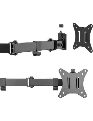 Support Double Écran Réglable avec Fixation Étau – Bras Articulé pour 2 Moniteurs 13” à 32” – Noir | Abidia Madagascar