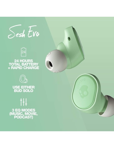 Skullcandy Sesh Evo – Écouteurs True Wireless Bluetooth, Son Puissant & Confort Durable - abidia Madagascar
