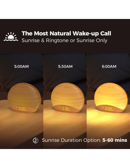 Réveil R7W Reacher simulateur de lever de soleil – Réveil doux, sons relaxants et veilleuse colorée - abidia Madagascar