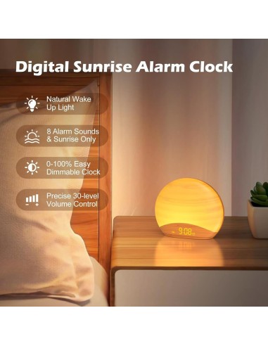 Réveil R7W Reacher simulateur de lever de soleil – Réveil doux, sons relaxants et veilleuse colorée - abidia Madagascar