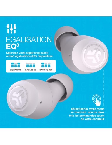 JLab Go Air Blanc – Écouteurs True Wireless Bluetooth, Son Clair & Confort Durable -abidia Madagascar