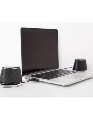 Haut-parleur PC Amazon Basics USB – Enceintes 2.0 2,4W, basses puissantes, LED bleue, métal noir - abidia Madagascar