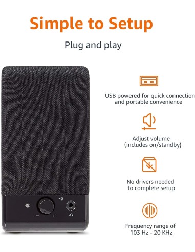 Haut-parleur PC USB Amazon Basics – Enceintes 2.0 2,2W, prise jack 3,5 mm, plug & play - abidia Madagascar