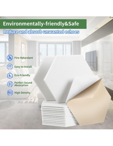 Panneaux Acoustiques Hexagonaux  Auto-Adhésifs blanc – Mousse Insonorisante 260 x 300 mm, Épaisseur 9 mm -abidia madagascar