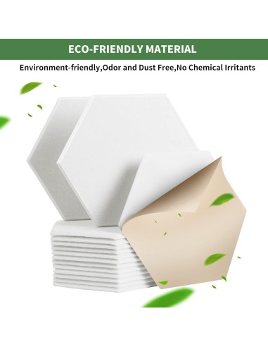 Panneaux Acoustiques Hexagonaux  Auto-Adhésifs blanc – Mousse Insonorisante 260 x 300 mm, Épaisseur 9 mm -abidia madagascar