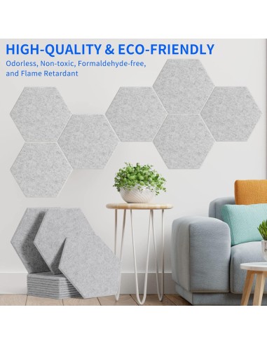 Panneaux Acoustiques Hexagonaux Auto-Adhésifs gris clair – Mousse Insonorisante 260 x 300 mm, Épaisseur 9 mm - abidia madagascar