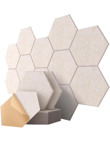 Panneaux Acoustiques Hexagonaux Auto-Adhésifs Terra  – Mousse Insonorisante 260 x 300 mm, Épaisseur 9 mm - abidia madagascar