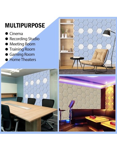 Panneaux Acoustiques Hexagonaux Auto-Adhésifs Gris – Mousse Insonorisante 260 x 300 mm, Épaisseur 9 mm-abidia Madagascar