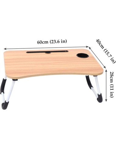 Table pliable couleur bois – Bureau ordinateur portable 60x40x28cm | Abidia Madagascar