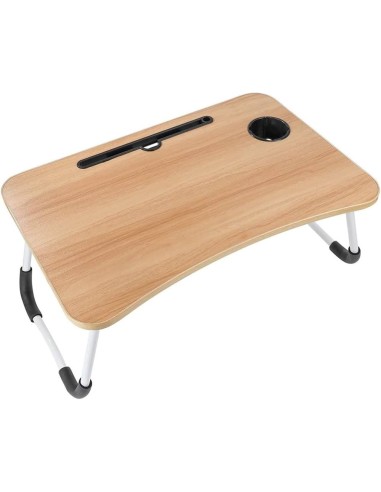 Table pliable couleur bois – Bureau ordinateur portable 60x40x28cm | Abidia Madagascar