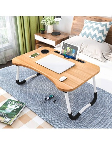 Table pliable couleur bois – Bureau ordinateur portable 60x40x28cm | Abidia Madagascar