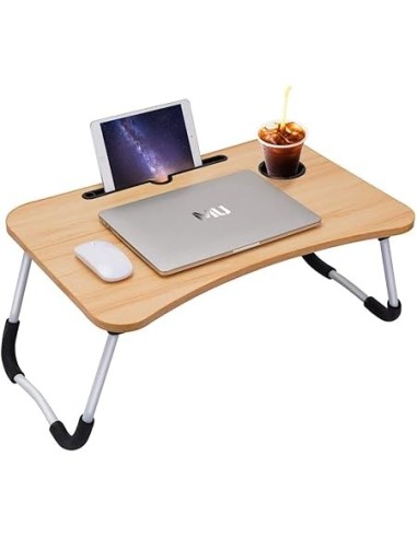 Table pliable couleur bois – Bureau ordinateur portable 60x40x28cm | Abidia Madagascar