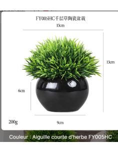 Plante artificielle herbe courte en pot noir 13cm - abidia Madagascar 2