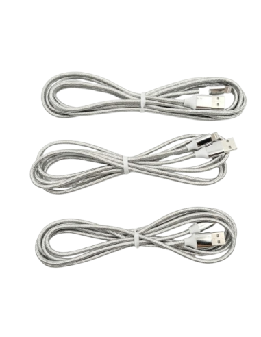 Lot de 3 câbles Lightning argentés – charge rapide et durable - abidia Madagascar
