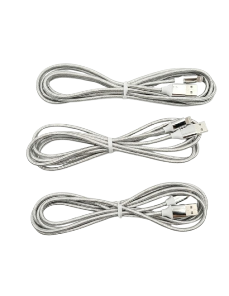 Lot de 3 câbles Lightning argentés – charge rapide et durable - abidia Madagascar