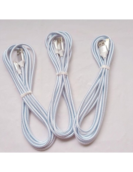 Lot de 3 câbles Lightning argentés – charge rapide et durable - abidia Madagascar