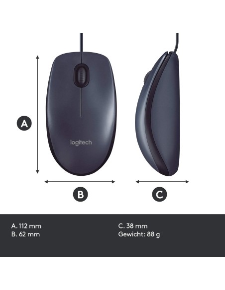 Logitech M100 – Souris USB filaire 1000 DPI ambidextre | Simple et fiable - Abidia Madagascar