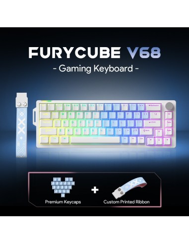 Clavier Mécanique Furycube V68 Bleu - 65% Hot-Swap & RGB | Abidia Madagascar