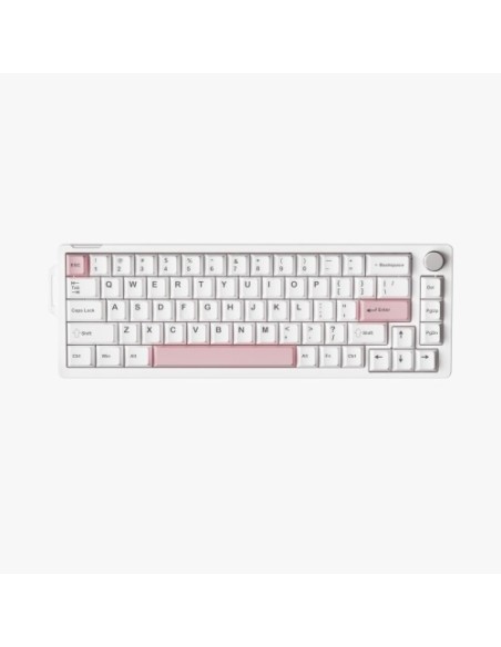 Clavier Furycube V68 Blanc & Rose - Mécanique 65% Hot-Swap|Abidia Madagascar