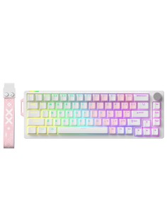 Clavier Furycube V68 Blanc & Rose - Mécanique 65% Hot-Swap|Abidia Madagascar