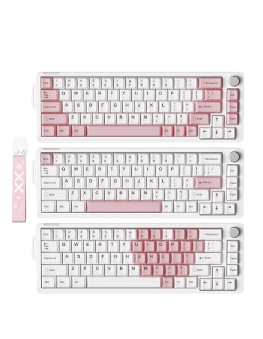 Clavier Furycube V68 Blanc & Rose - Mécanique 65% Hot-Swap|Abidia Madagascar
