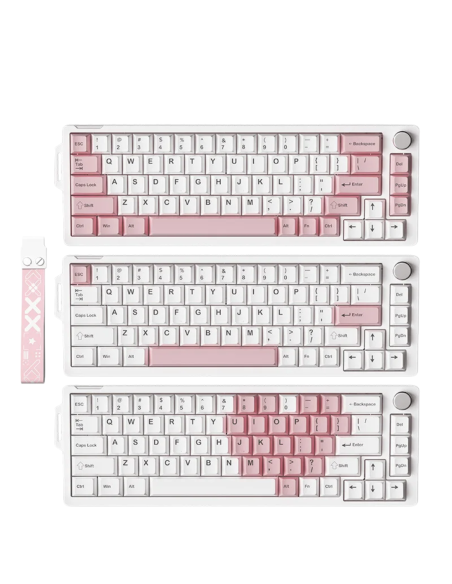 Clavier Furycube V68 Blanc & Rose - Mécanique 65% Hot-Swap|Abidia Madagascar
