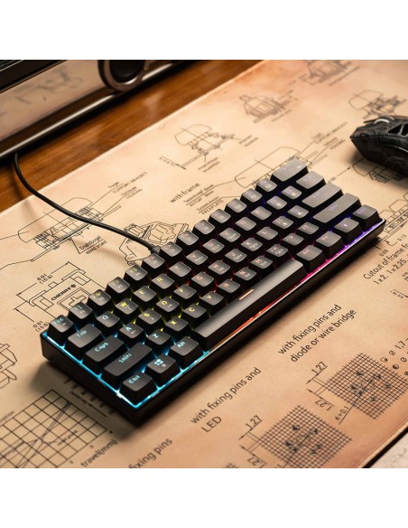 Clavier Mécanique A61K Black Rainbow Light – Red Switch | Compact 60% Gaming - Abidia Madagascar