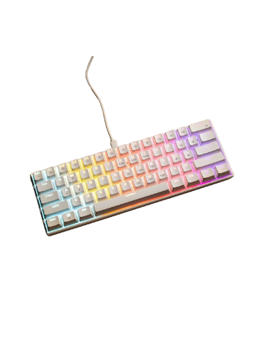 Clavier Mécanique A61K White Rainbow Light – Red Switch | Compact 60% Gaming - Abidia Madagascar