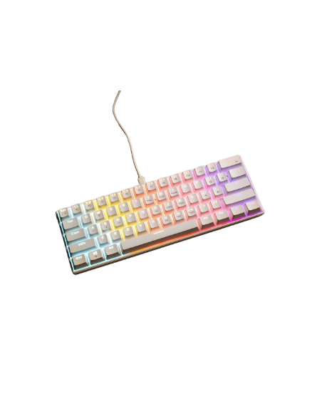 Clavier Mécanique A61K White Rainbow Light – Red Switch | Compact 60% Gaming - Abidia Madagascar