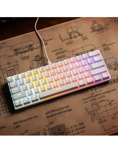 Clavier Mécanique A61K White Rainbow Light – Red Switch | Compact 60% Gaming - Abidia Madagascar