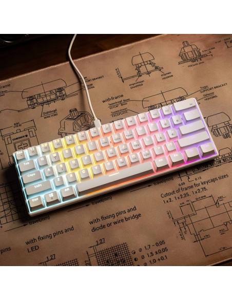 Clavier Mécanique A61K White Rainbow Light – Red Switch | Compact 60% Gaming - Abidia Madagascar