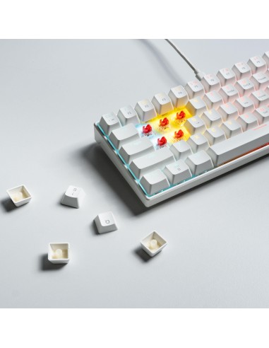 Clavier Mécanique A61K White Rainbow Light – Red Switch | Compact 60% Gaming - Abidia Madagascar